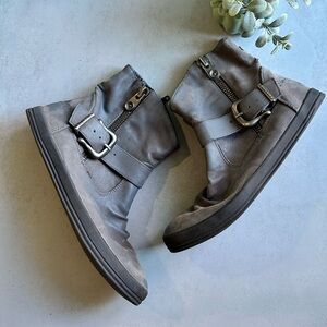 Blowfish Booties | Gray Flat Ankle Booties | Zip boots